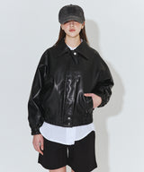 Vegan Leather Minimal Jacket_Black