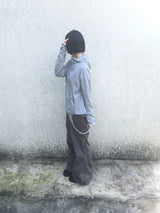 highneck loose waffle hood