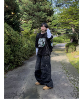 バーン ダイアゴナル カーゴ ワイド デニム パンツ