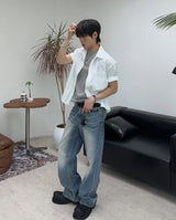 Kaise Washed Semi-Flare Jeans