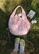 [shiwonderful x voor] Floral Lace Shirring Shoulder Bag_Pink