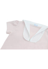 レースジップカラー半袖パフTシャツ(pink)