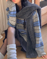 Bento stripe collar knitwear
