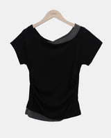 Elang Contrast Shirred T-Shirt
