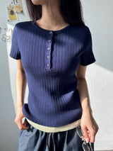 Peyki Layered Ribbed Slim Fit Tee 5color