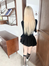 1238. ダークレイクレースドロップスクエアブラウス