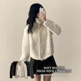 Hani cozy high neck button cardigan