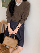 Simple Basic V-neck Knit (10color)