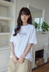 26SS★ Cat's Heart Chain Embroidery Short Sleeve Tee