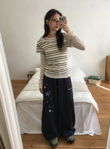 Hayo Stripe U-neck Short Sleeve Tee