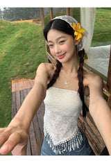  Tassel France Lace  Pad Tube Top