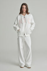 NYC hooded zip-up, Ivory