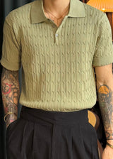S/S Cable Collar Short Sleeve Knit 8COLOR
