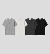 (Muscle Fit) Loop Henley Neck Ribbed Short Sleeve