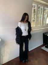 Luna Skin Off-Shoulder Cable Slim-Fit Knit