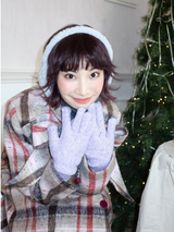 Wool two-color yarn blended warm four-color rhinestone gloves