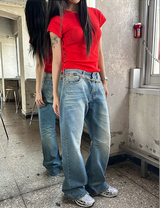 [Unisex] ビンテージダメージデニムパンツ