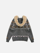 Merrygo Nordic Knit Fur Hoodie (2c)