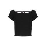 SPUARE NECK  BACKLESS RAGLAN TOP_Black