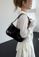 buckle stud shoulder bag