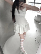 smocked frill mini one-piece