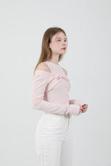レイヤードツイストTシャツノースリーブセット Pink