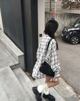 (Unisex)デストロイドチェックシャツ