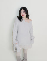 プードルデムーアテスターダメージ長袖ニットドレス (Muffler Set)