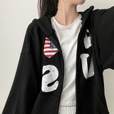 4US Heart American Flag 2way フード付きジップアップ