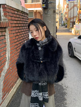  BLACK FUR CROP JACKET