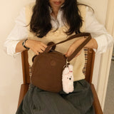square suede bag _choco brown
