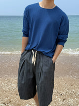 Lur linen denim bermuda pants