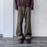 Ribbed Draped Wide Trousers