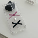 [made]black&radish pink ver ribbon resin phonecase