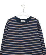 [unisex] Cadence Over Fit Stripe Color Matching Long Sleeve Tee