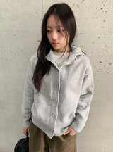 ミロハイネックフードウールニットカーディガン