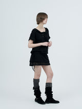 eyelet lace hood op / black