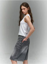 BTB : WAVE WASHING BERMUDA SHORTS [GRAY CORE] [UNISEX]