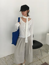 Chloe Button Roll Up 3/4 sleeve 2-Way Vneck (5c)