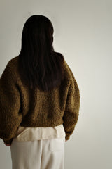 Boucle wool cardigan, Khaki