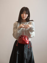 Leather Dumpling Bucket Bag - Red