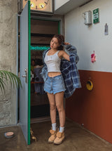 カッティングウエストショーツデニムパンツ