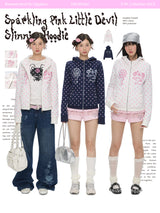 BETWEENAND フード付き グリッター デビル風 フィット ジャケット 2WAYジップ レディース