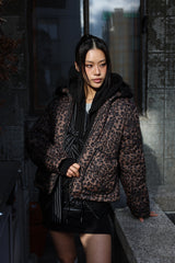  LEOPARD SHIRRING PADDING_BROWN