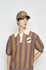 25SS カラーポイントストライプ半袖ニット ブラウン