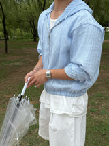 Cooling seersucker bermuda pants