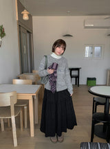 Pivot Flower Corduroy Banding Long Skirt