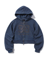 OG ピグメント 97/98 クロップフードジップアップ ディープブルー