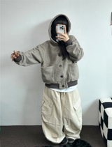 TERRY SHEEP🐑☁🤎HOODIE CARDIGAN JACKET 🤎💛🖤3COLOR