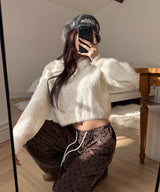 [F/W]Hairy crop hood knit(3color)